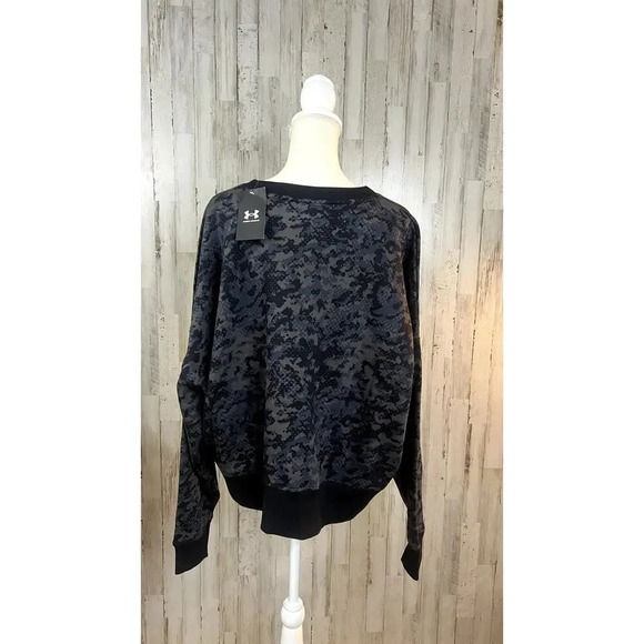 NWT Under Armour Women's XL Black Camo Crewneck Fleece Loose Fitting Sweatshirt - Picture 8 of 9
